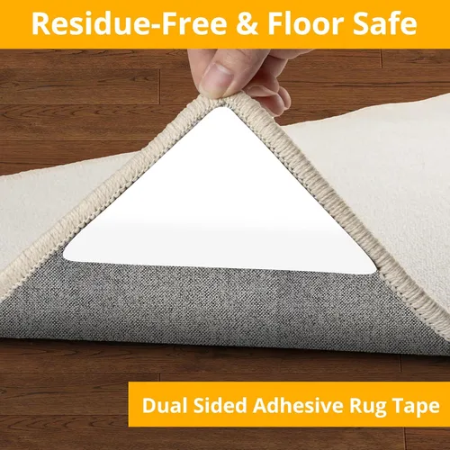 Miniatura 3 de Daisyhome 12 cintas adhesivas para alfombras, agarre de almohadilla para suelos de madera dura, cinta adhesiva de doble cara, agarres