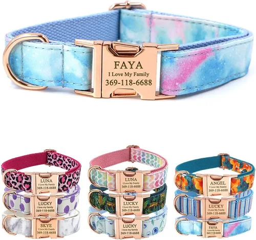 Miniatura 21 de PETDURO Collar Personalizado para Perro A cuadros Negro Blanco con Nombre y Teléfono Grabados en Hebilla de Metal Plateado para Perros Grandes