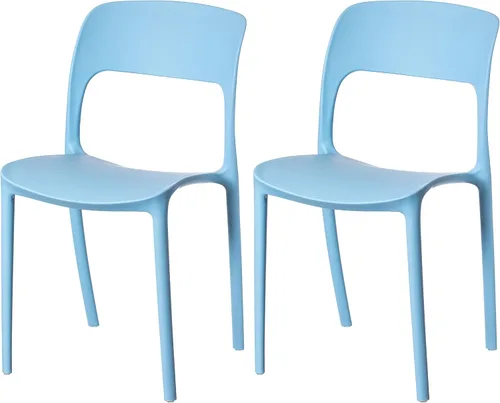 Miniatura 14 de Fabulaxe Silla de comedor moderna de plástico para exteriores con respaldo curvado abierto, juego de 2 unidades Juego de 2 rojo