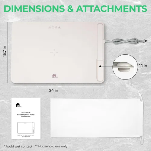 Miniatura 7 de EconoHome Bandeja de calentamiento eléctrica, tapete eléctrico de superficie completa para calentar alimentos, calentamiento rápido, enrollable