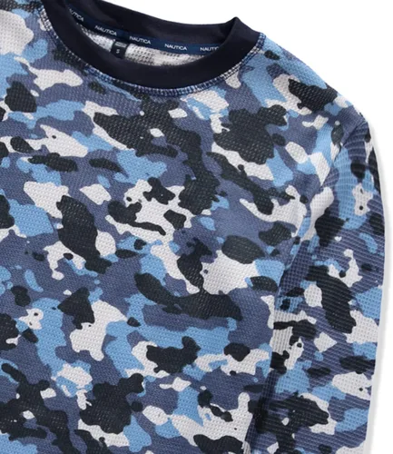 Miniatura 4 de Nautica Camiseta térmica de manga larga para hombre, cuello redondo, waffle, ropa interior térmica