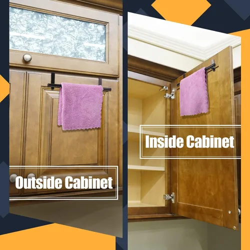 Miniatura 4 de Paquete de 2 toalleros para gabinete de acero sobre la puerta, moderno sobre el gabinete, soporte de barra de 9 pulgadas, organizador