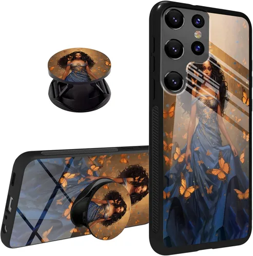 Miniatura 19 de Funda para Samsung Galaxy S22 Ultra Phone Grip con soporte expandible Soporte Soporte Kickstand, TPU suave a prueba de golpes Anti-arañazos Tapa