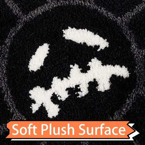 Miniatura 5 de Trippy - Alfombra de baño con diseño de flores, de 2 pies, gótica, negra, extra suave, absorbente de agua, de secado rápido, antideslizante, Negro