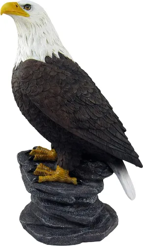 Miniatura 3 de DWK - Libertad - Majestuosa Estatua de escritorio de águila calva americana sobre roca, escultura patriótica de Estados Unidos, librero de oficina
