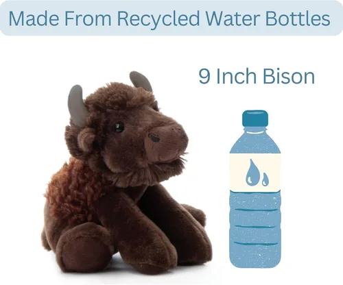 Miniatura 10 de The Petting Zoo Peluche de bisonte disquete, regalos para niños, animales salvajes de la vida silvestre, juguete de peluche de bisonte de 9 pulgadas