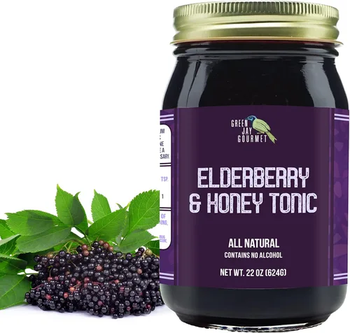 Green Jay Gourmet Tónico de saúco – Jarabe de saúco totalmente natural – Apoyo inmunológico de saúco para niños y adultos – Potente mezcla de saúco