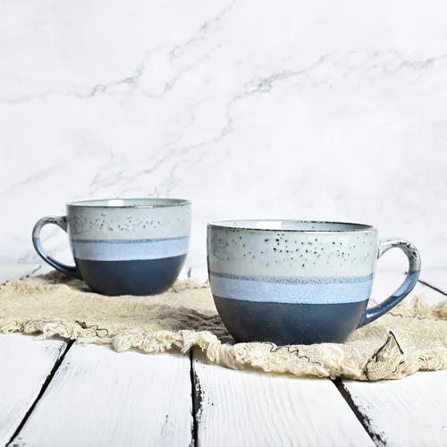 Miniatura 4 de Bosmarlin Juego de 2 tazas grandes de cerámica para café con leche, tazas de sopa jumbo de cerámica para oficina y hogar, 18 onzas, aptas