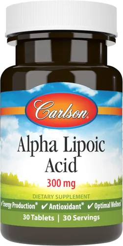 Carlson - Ácido Alfa Lipoico, 300 mg, Producción de Energía, Antioxidante Universal, 30 Tabletas