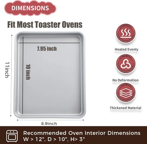 Miniatura 2 de PACK DE 2 fuentes para horno tostador de Shinsin, bandejas antiadherentes de 9X11, juego de bandejas para galletas 57% más gruesas, aptas