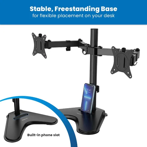 Miniatura 7 de Mount-It! Soporte de monitor doble para escritorio, soporte de monitor independiente para 2 pantallas de hasta 32 pulgadas, altura ajustable