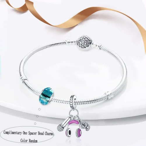 Miniatura 8 de LNQOBU Happy Life - Colgante para pulseras de abalorios, plata de ley 925 para mujer (con un espaciador de cuentas)