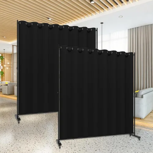 Kit divisor de habitación, 13.1 pies x 6.6 pies, soporte divisor de cortina con 4 ruedas rodantes, marco de metal, cortina oscura, vestidor en forma