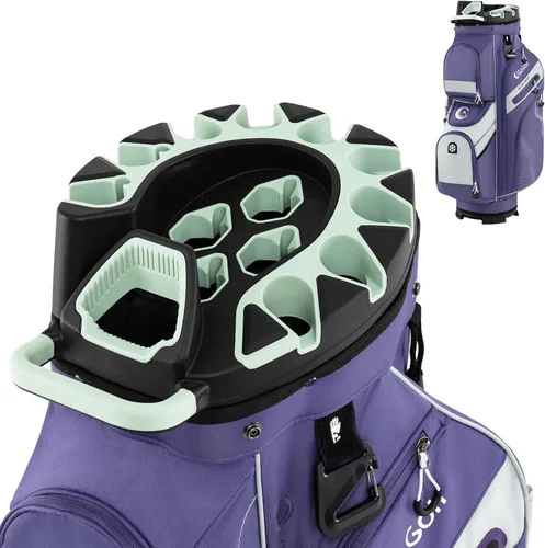 Miniatura 9 de Tangkula Bolsa de carrito de golf con divisores de longitud completa de 14 vías, 6 bolsas moldeadas con cierre superior de golf con 11 bolsillos