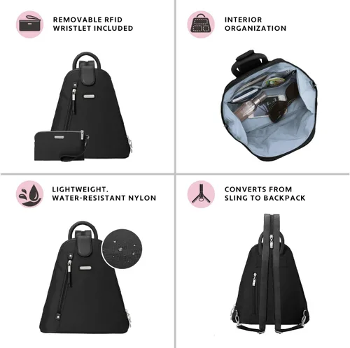 Miniatura 5 de Baggallini Mochila Metro para mujer con pulsera RFID para teléfono, Guepardo negro, talla única