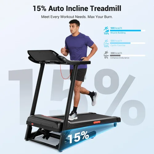 Miniatura 2 de THERUN Cinta de correr con inclinación, caminadora inclinada, cintas de correr motorizadas sin escobillas para un funcionamiento silencioso