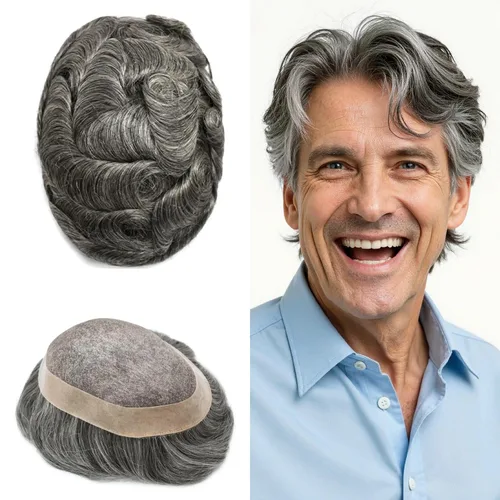 Miniatura 96 de Mens Toupee Hair Piece For Men Fine Mono Men Hair System Toupee For Men Hair Piece Real Human Hair System For Men Protesis Capilar Para Hombre 6x9
