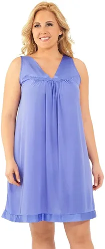 Exquisito Form 30107 - Camisón de nailon para mujer, sin mangas, de longitud hasta la rodilla, Amaranto, azul niebla, negro medianoche, azul marino,
