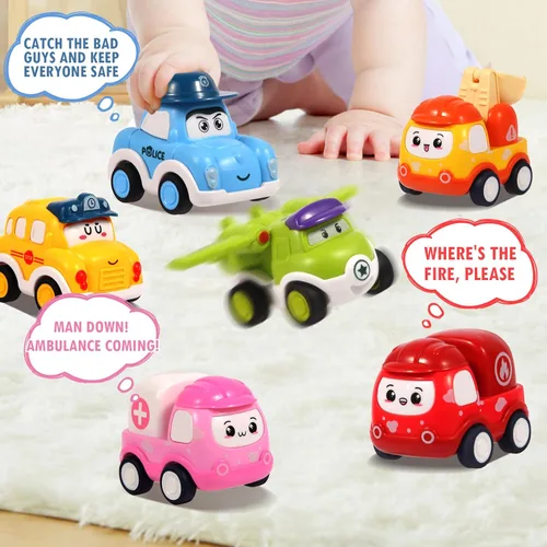 Miniatura 11 de 12 piezas de juguetes de coches de tracción para niños de 1 2 3 años, juguetes de coches de bebé para niños de 12 a 18 meses, juego de coches