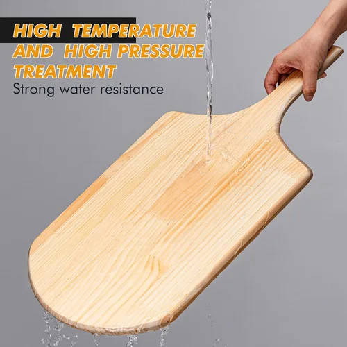 Miniatura 6 de Bokon Paquete de 2 palas de madera para pizza, 16 x 14 pulgadas, juego de paletas de pizza grandes con mango de madera de 8 pulgadas para horno