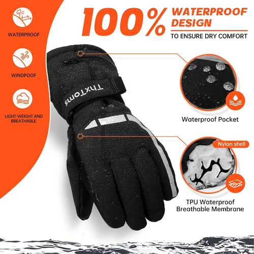 Miniatura 3 de ThxToms Guantes de esquí para hombres y mujeres, guantes de invierno impermeables, guantes cálidos Thinsulate 3M, guantes unisex para pantalla