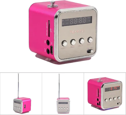 Miniatura 5 de Mini música de altavoz, FM Radio PC Soporte de moda Reproductor de CD estéreo portátil Radio portátil con la mejor tarjeta TF y disco U verde ()