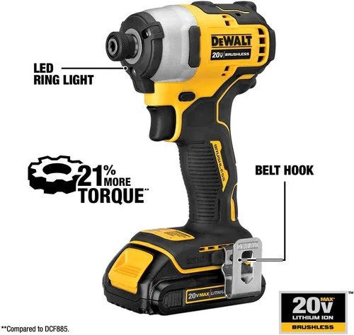 Miniatura 3 de DEWALT Destornillador de impacto ATOMIC 20V MAX*, inalámbrico, compacto, 1/4 pulgadas, solo herramienta (DCF809B)