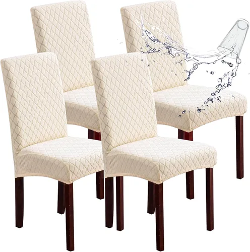 Miniatura 24 de Genina Fundas impermeables para sillas de comedor, fundas elásticas de jacquard para sillas de comedor, extraíbles y lavables, protector de silla