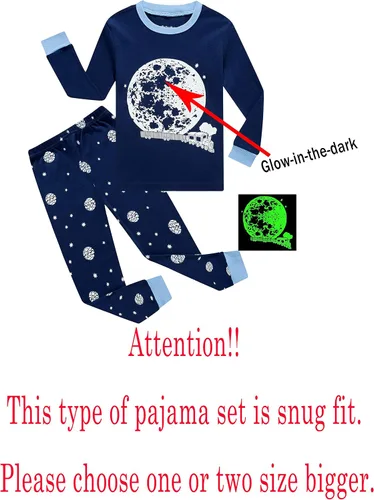 Miniatura 2 de Family Feeling Pijama de 2 piezas para niños y niños pequeños, ropa de dormir 100% algodón