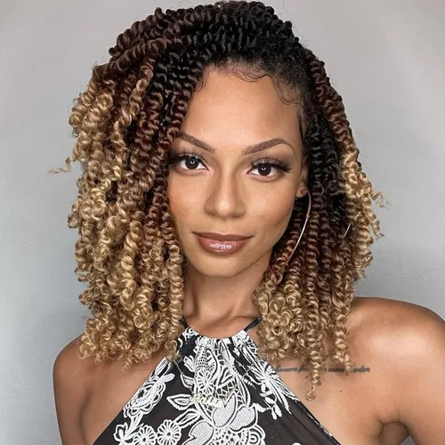 Miniatura 29 de Leeven Cabello de Ganchillo para Mujeres 16 Pulgadas Cabello de Passion Twist Pre-Retorcido 8 Paquetes Ombre Marrón Pre-Enrollado Bomb Crochet #T30