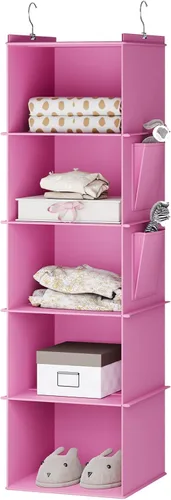 Miniatura 8 de YOUDENOVA Organizador colgante de armario, estantes de almacenamiento colgantes de 3 repisas, beige