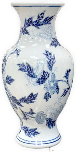 Miniatura 10 de Galt International Jarrón de Cerámica Floral de Grulla Chinoiserie Blanco y Azul de 14" - Jarrón Antiguo Pintado a Mano de Porcelana Estilo Chino