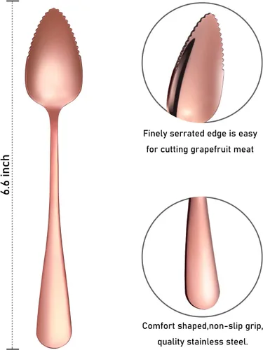 Miniatura 5 de 5 piezas de cucharas para pomelo, juego de utensilios de cuchara para pomelo de acero inoxidable, borde dentado y mango de calibre grueso