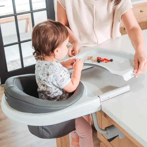 Miniatura 5 de Chicco FastLock 360 Trona Giratoria con Gancho, Trona Portátil para Bebés y Niños Pequeños, Se Instala en Segundos Carbón/Gris