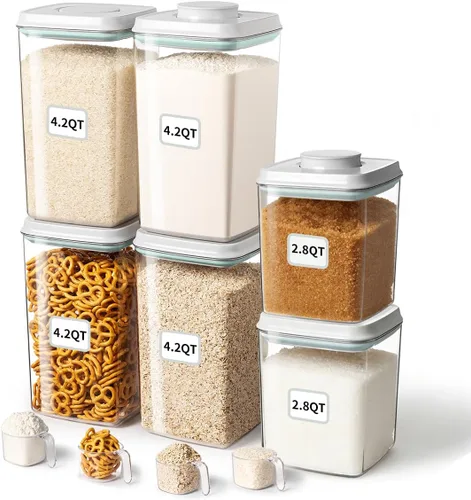 Miniatura 7 de Ankou Recipiente hermético de almacenamiento de alimentos con tapa y cuchara de 4.4 fl oz, 4 L/4.2 cuartos de galón sin BPA, contenedor de arroz