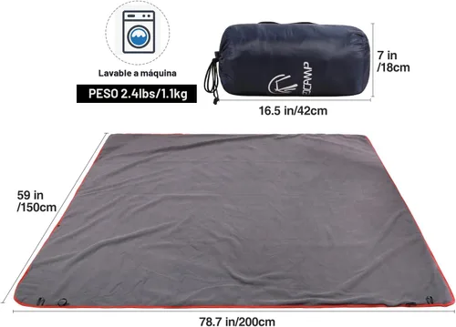Miniatura 5 de REDCAMP - Manta Stadium impermeable, grande, resistente al viento, suave y forro polar cálido para acampar, clima frío y deportes al aire libre Azul