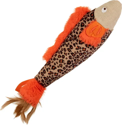 SmartyKat Instincts HappyNip Fin Frenzy Fish Kicker Crinkle Juguete de Peluche para Gatos, Contiene Hierba Gatera y Silvervine - Naranja/Beige,