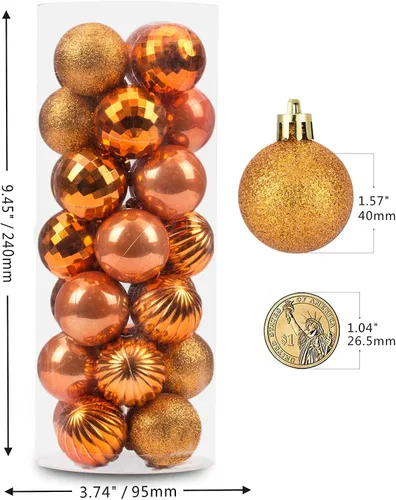 Miniatura 3 de Adornos de bola de Navidad de tamaño pequeño de 28 piezas irrompibles en 4 acabados clásicos para decoración del árbol de Navidad