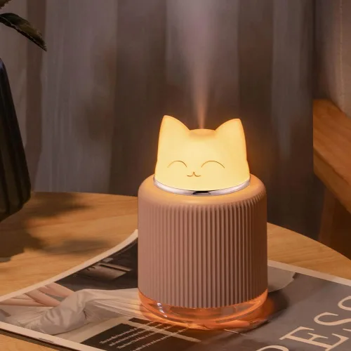 Miniatura 2 de Mini humidificador, bonito humidificador de niebla de gato para dormitorio de niños, pequeño humidificador ultrasónico para el hogar y la oficina