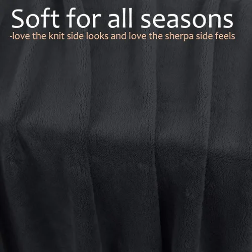 Miniatura 4 de Manta de punto Sherpa súper suave y acogedora con forro polar de felpa para entrenador y cama de 50 x 60 pulgadas, reversible, cálida para todas