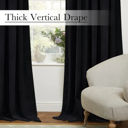 Miniatura 8 de StangH - Cortinas opacas de terciopelo con pestaña trasera, aislamiento térmico, para puerta corrediza, dormitorio, telón de fondo, estudio, teatro