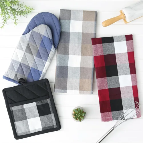 Miniatura 10 de DII Tri-Color Check Collection - Juego de agarraderas para cocina, color negro, 2 piezas