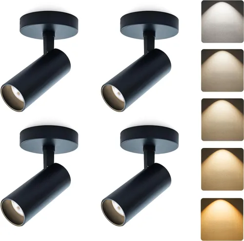 Miniatura 10 de Foco de techo LED 5CCT 2700K/3000K/3500K/4000K/6000K seleccionable regulable, foco de luz empotrada ajustable para interiores, 12 W, CRI 90+
