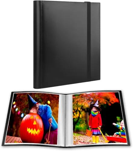 Miniatura 9 de Álbum de fotos de 8 x 10, 8 x 10 pulgadas, álbum de fotos con capacidad para 68 fotos (2 unidades, negro) carpeta de arte para fotos de 8 x 10