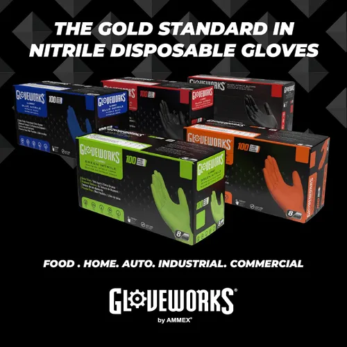 Miniatura 7 de Guantes de nitrilo Gloveplus Ammex GPNB, caja con100, desechables, sin polvo, de grado industrial, 5 milésimas de pulgada, negros, Negro, 1000