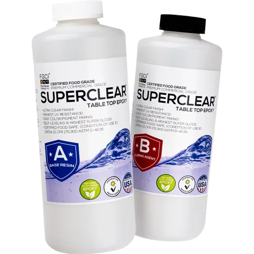 Miniatura 9 de Superclear Resina epoxi para mesa, revestimiento protector 1:1 transparente para mesas, encimeras, encimeras, anti-amarillamiento, resistente a