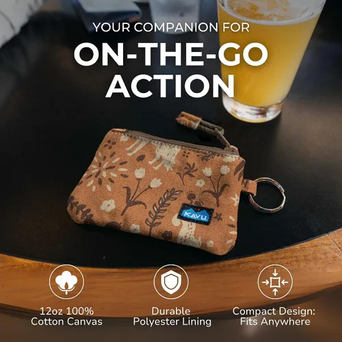 Miniatura 35 de KAVU Stirling Cartera delgada de lona de algodón con cremallera de doble cara