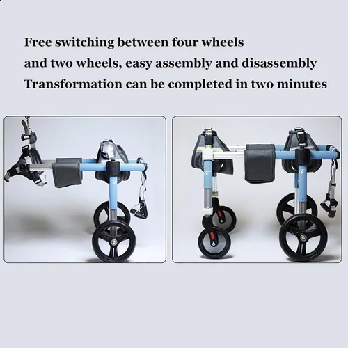 Miniatura 5 de Silla de ruedas para perro de 4 ruedas para patas traseras, carritos ajustables para perros con ayuda para la movilidad para caminar, recuperar