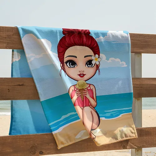 Miniatura 2 de Toalla de playa personalizada Chibi Bestie, hawaiana en la playa, piscina, fiesta para niños pequeños, niñas, regalos, mejores amigas, toalla