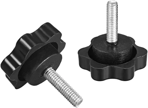 Miniatura 3 de uxcell Perillas de tornillo de sujeción con abrazadera Pomo de estrella M4 x 0.630 in rosca macho 5 piezas